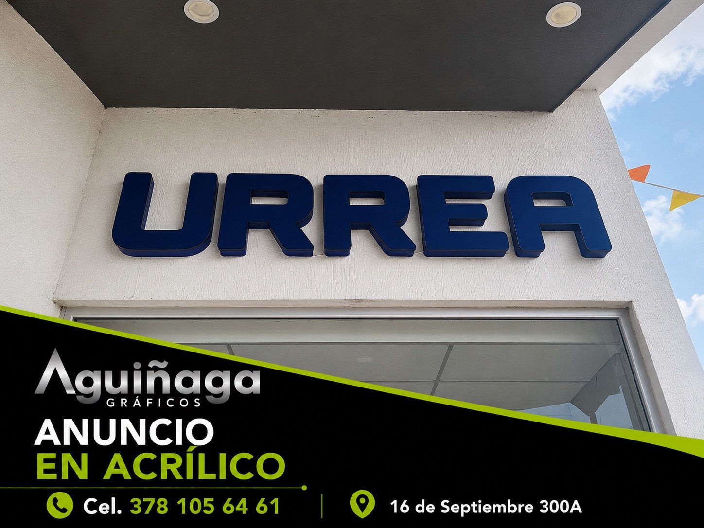 Anuncio en acrílico Urrea realizado por Aguiñaga Gráficos