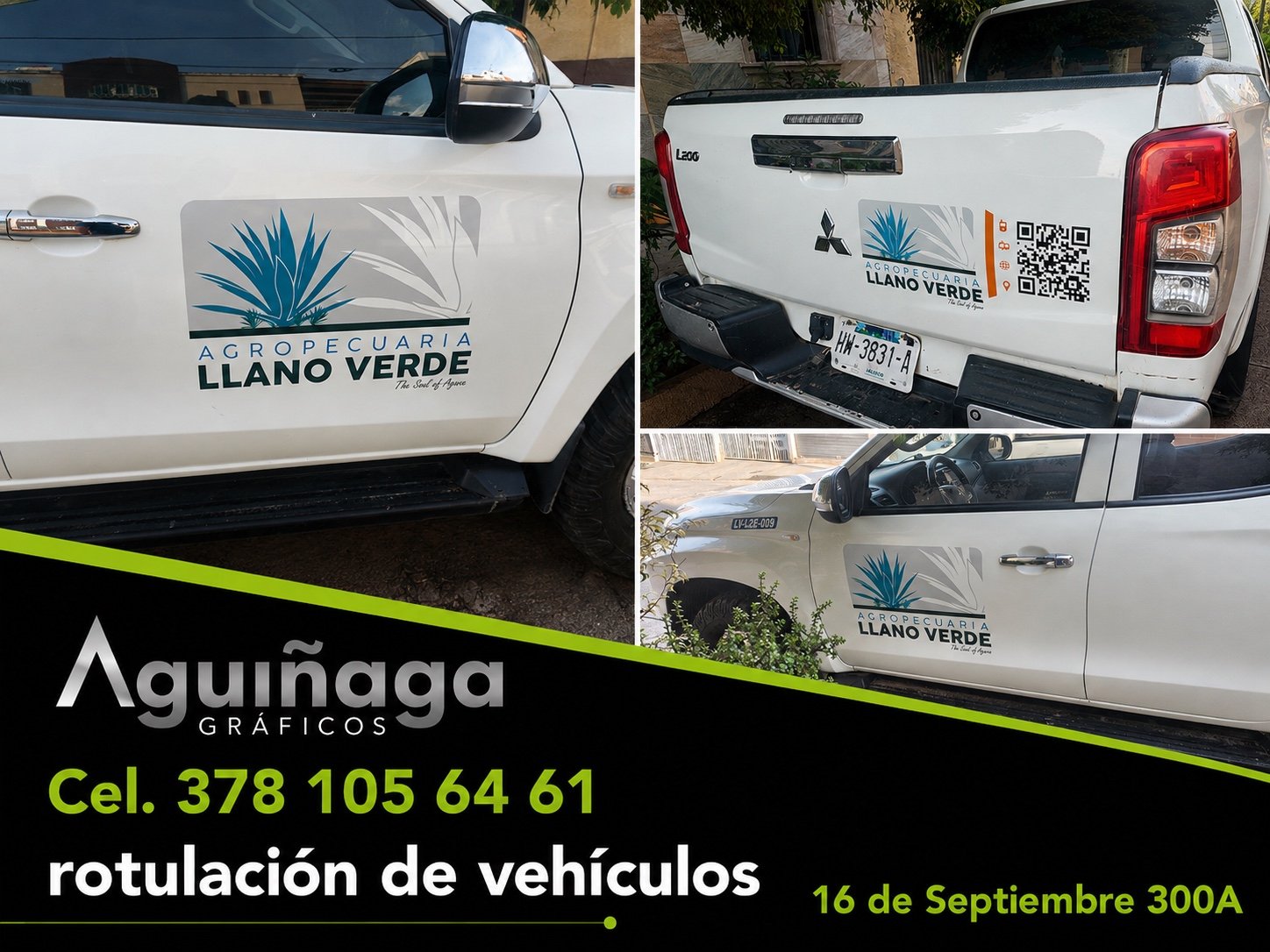 Rotulación de vehículos Llano Verde realizado por Aguiñaga Gráficos