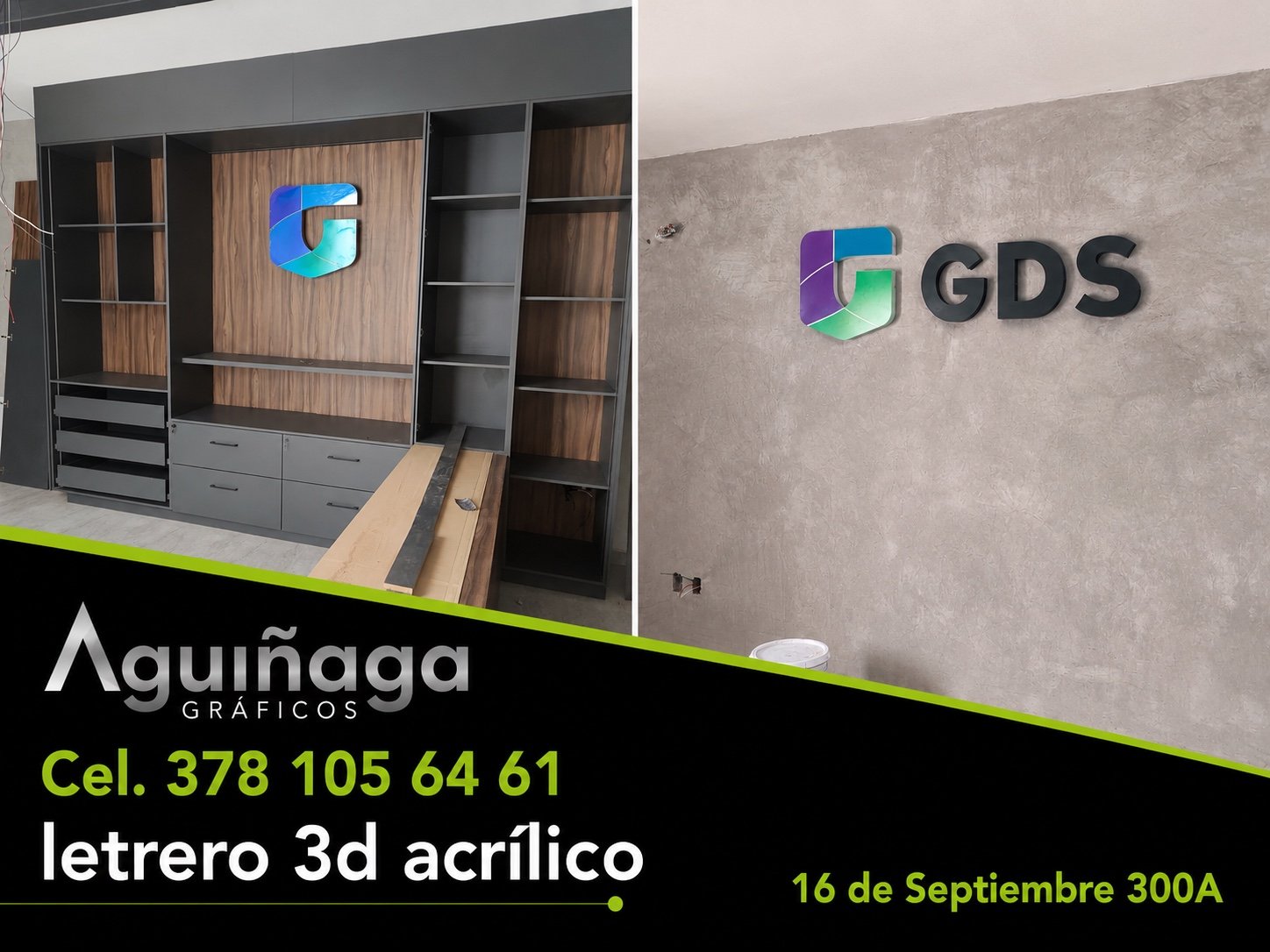 Letrero 3D en acrílico GDS realizado por Aguiñaga Gráficos