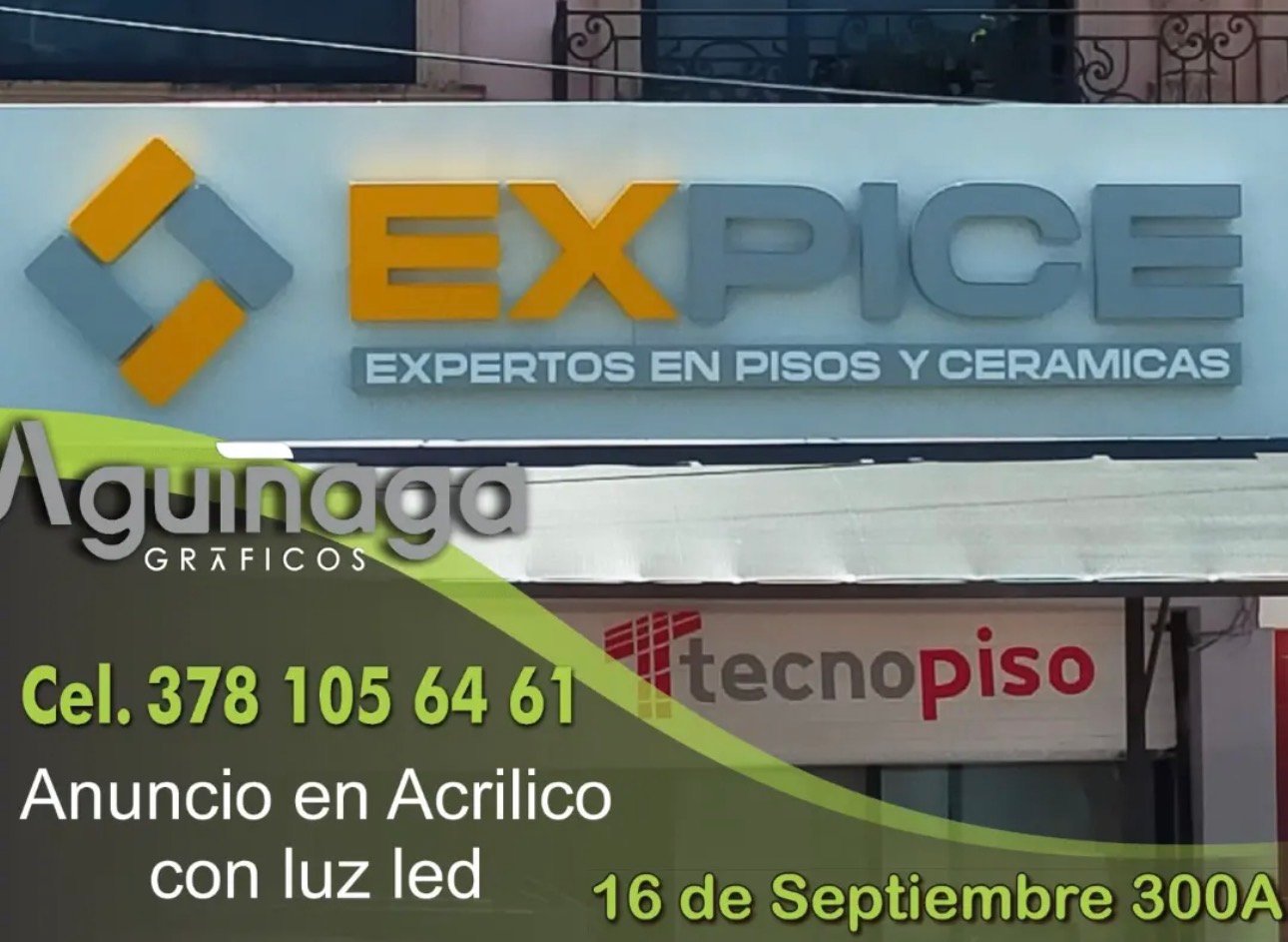 Anuncio en acrílico con luz LED Expice realizado por Aguiñaga Gráficos