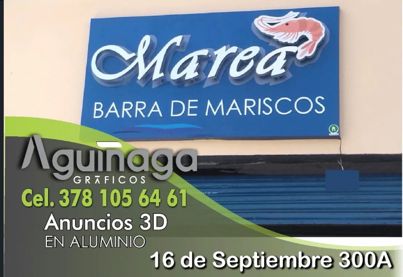 Anuncio 3D en aluminio Marea realizado por Aguiñaga Gráficos